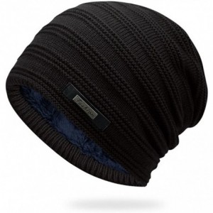 Skullies & Beanies Double-Sided Wearable Trendy Warm Soft Stretch Knit Slouchy Beanie Skull Hat Cap - T0067-black - CO1870KR2...