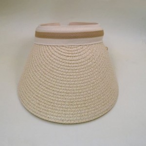 Sun Hats Women Summer Sun Visor Large Brim Straw Beach Sun Hat Outdoor Sports Cap - Beige - CN18OSHWGKN $16.31