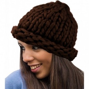 Skullies & Beanies Solid Color Handmade Big Chunky Loop Helsinski Hat Beanie - Brown - C9127WC8NTP $13.56