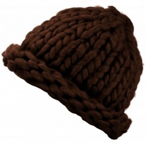 Skullies & Beanies Solid Color Handmade Big Chunky Loop Helsinski Hat Beanie - Brown - C9127WC8NTP $13.56