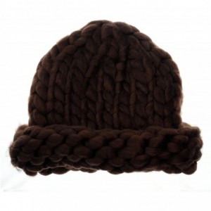 Skullies & Beanies Solid Color Handmade Big Chunky Loop Helsinski Hat Beanie - Brown - C9127WC8NTP $13.56