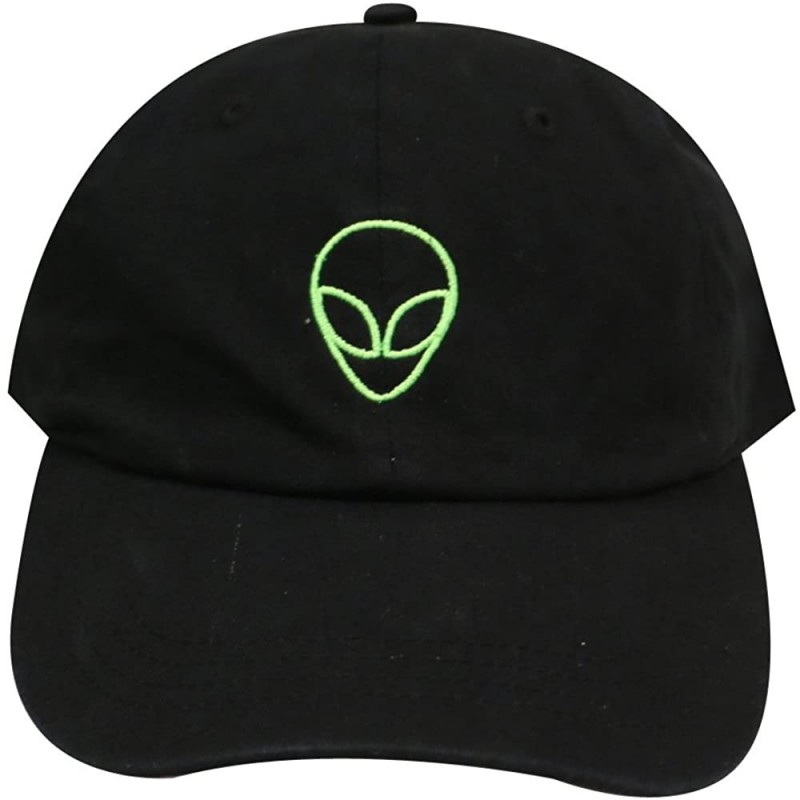 Baseball Caps Alien Small Embroidery Cotton Baseball Cap - Neon Sign Black - CK185KLTOZS $15.88