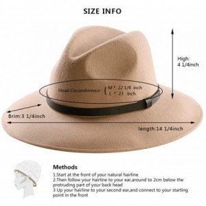 Fedoras Wide Brim Wool Fedora Hat Men Women Felt Hats Outback Panama Crushable Caps Great - Camel - C518I9E2QYZ $14.10