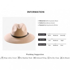 Fedoras Wide Brim Wool Fedora Hat Men Women Felt Hats Outback Panama Crushable Caps Great - Camel - C518I9E2QYZ $14.10