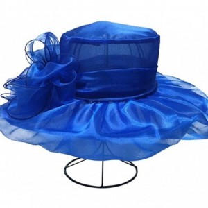 Sun Hats Women's Kentucky Derby Church Dress Organza Wide Brim Sun Hat - Blue - C812FIO12BZ $34.91
