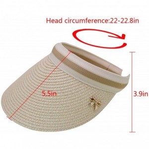 Sun Hats Women Summer Sun Visor Large Brim Straw Beach Sun Hat Outdoor Sports Cap - Beige - CN18OSHWGKN $16.31