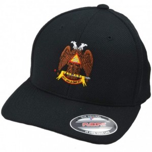 Baseball Caps 32nd Degree Embroidered Masonic Flexfit Adult Cool & Dry Piqué Mesh Hat - Black - C512NDXGXHW $21.22