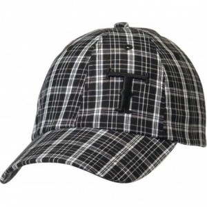Baseball Caps Men's Plaid Logo Cap Black One Size - CS11IEFO5ZL $33.09