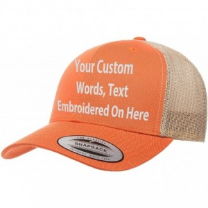 Baseball Caps Custom Trucker Hat Yupoong 6606 Embroidered Your Own Text Curved Bill Snapback - Rustic Orange/Khaki - CV1875O2...