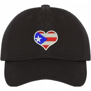 Baseball Caps Puerto Rico Flag Heart Unisex Baseball Hat - Black - CI195HCHKK2 $18.73