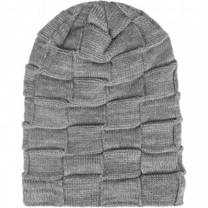 Skullies & Beanies Winter Beanie Hat for Men and Women Warm Knit Hats Slouchy Thick Skull Cap - Grid-gray - CQ18L0QTWS5 $9.87