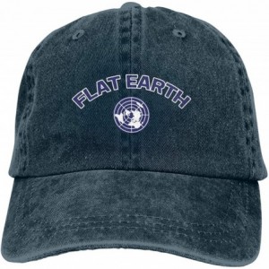 Skullies & Beanies Unisex Flat Earth Society Vintage Washed Dad Hat Funny Adjustable Baseball Cap - Navy - CA18HWLSINR $30.63