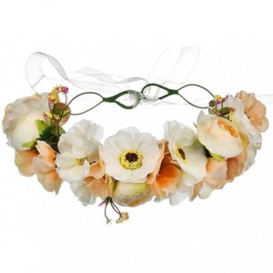 Headbands Boho Flower Headband Hair Wreath Floral Garland Crown Halo Headpiece with Ribbon Wedding Festival Party - B - CH188...