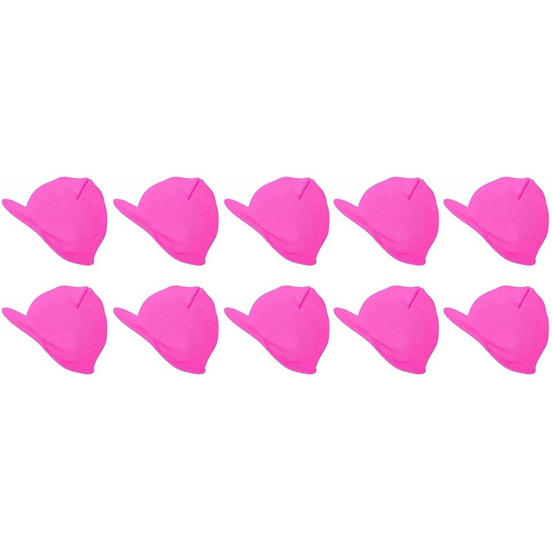 Skullies & Beanies Cuffless Beanie Visor 10 Piece Pack - Neon Pink - CC17Z2RG946 $23.57
