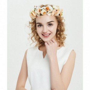 Headbands Boho Flower Headband Hair Wreath Floral Garland Crown Halo Headpiece with Ribbon Wedding Festival Party - B - CH188...