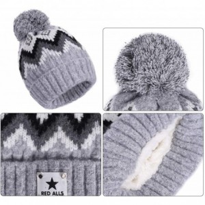 Skullies & Beanies Womens Winter Beanie Hat Warm Knit Skull Hat Scarf Set for Girl Slouchy Thick Fleece Lined Ski Hat with Po...