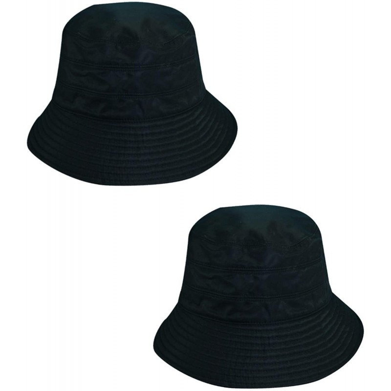 Bucket Hats Classico Women's Tapered Water Repellent Rain Hat (Pack of 2) - Black/Black - CO11UIV91ZN $71.36
