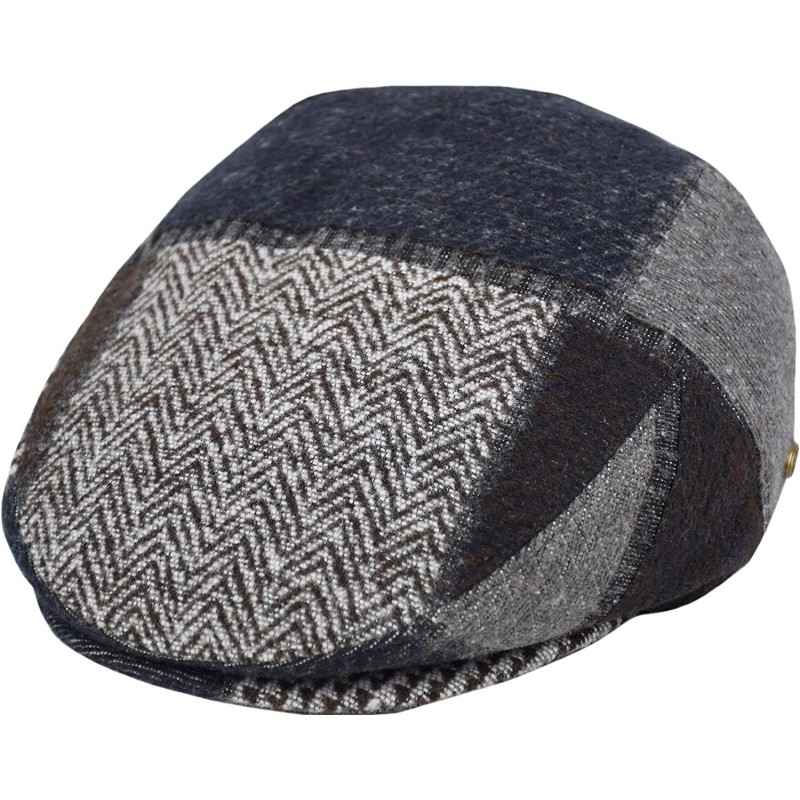 Newsboy Caps Classic Men's Flat Hat Wool Newsboy Herringbone Tweed Driving Cap - Iv2761-brown - CL18CSL6GQN $12.72