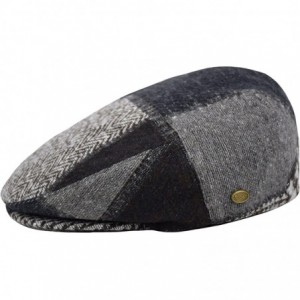 Newsboy Caps Classic Men's Flat Hat Wool Newsboy Herringbone Tweed Driving Cap - Iv2761-brown - CL18CSL6GQN $12.72