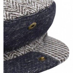 Newsboy Caps Classic Men's Flat Hat Wool Newsboy Herringbone Tweed Driving Cap - Iv2761-brown - CL18CSL6GQN $12.72
