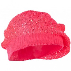 Berets Sequin Nylon Stretchable Beret - Fuchsia - CM11K1CSUMJ $19.44