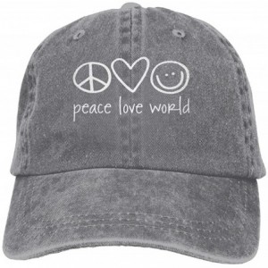 Baseball Caps ONE-HEART HR Peace Love World Baseball Caps Denim Hats for Men Women - Ash - CR180MAH5AY $14.30