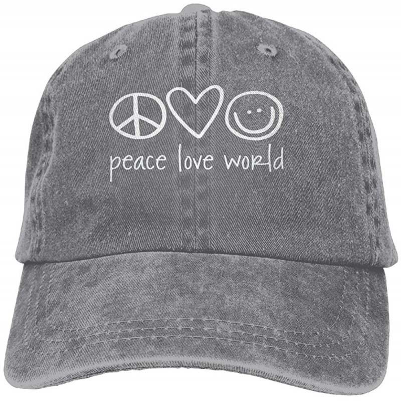 Baseball Caps ONE-HEART HR Peace Love World Baseball Caps Denim Hats for Men Women - Ash - CR180MAH5AY $14.30