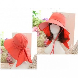 Sun Hats Women Outdoor UV Protection Sun Hat Wide Brim Floppy Fold Beach Cap - Orange - C812GEIDBAD $11.24