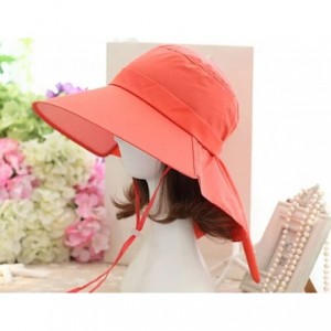 Sun Hats Women Outdoor UV Protection Sun Hat Wide Brim Floppy Fold Beach Cap - Orange - C812GEIDBAD $11.24