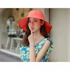 Sun Hats Women Outdoor UV Protection Sun Hat Wide Brim Floppy Fold Beach Cap - Orange - C812GEIDBAD $11.24