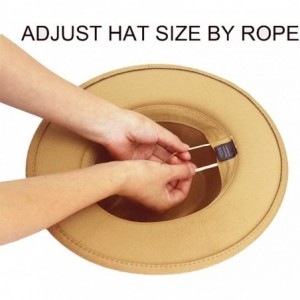 Fedoras Men & Women Wide Brim Felt Fedora Hat with Belt - A-camel - CT18ZKSHOEY $10.91