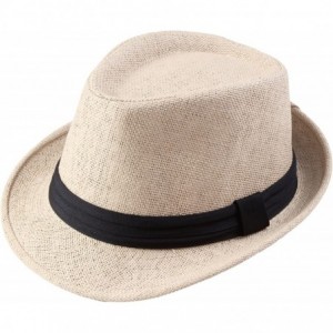 Fedoras Classic Fedora Unisex Woven Straw Summer Hat - D - CE18E3CIK2X $15.15