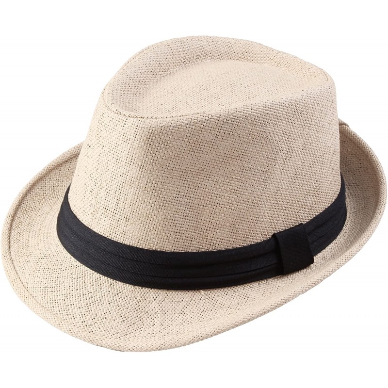 Fedoras Classic Fedora Unisex Woven Straw Summer Hat - D - CE18E3CIK2X $15.15