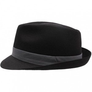 Fedoras Classic Trilby Trilby Hat - Noir-gris - CB1228QVY73 $34.80