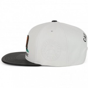 Baseball Caps California Republic Bear Emblem Embroidered PU Leather Cap - White Black - CR18E3WLETY $17.80