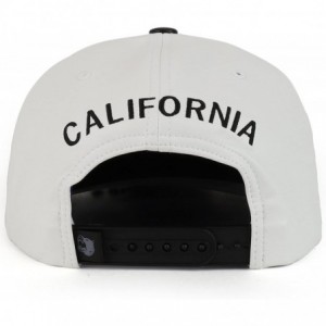 Baseball Caps California Republic Bear Emblem Embroidered PU Leather Cap - White Black - CR18E3WLETY $17.80