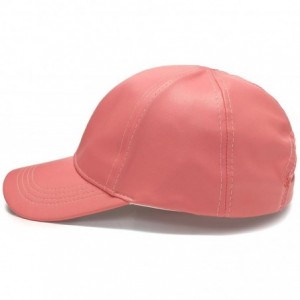 Baseball Caps Unisex Faux Leather Baseball Adjustable Cap Snapback Sports Trucker Hats Pink One Size - CU182XX6ORL $10.60