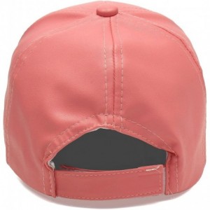 Baseball Caps Unisex Faux Leather Baseball Adjustable Cap Snapback Sports Trucker Hats Pink One Size - CU182XX6ORL $10.60