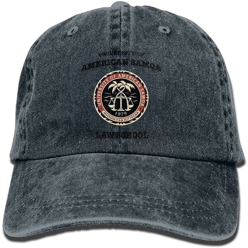 Baseball Caps Unisex University of American Samoa Law School Dyed Washed Denim Cotton Baseball Cap Hat Natural - Navy - CS18G...