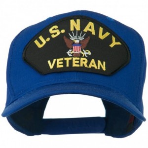 Baseball Caps US Navy Veteran Military Patched High Profile Cap - Royal - CI11M6KDKGZ $16.51