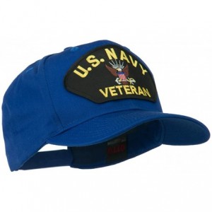 Baseball Caps US Navy Veteran Military Patched High Profile Cap - Royal - CI11M6KDKGZ $16.51