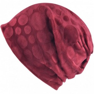 Skullies & Beanies Women's Slouchy Stretchy Beanie Chemo Cap for Cancer Patients - Dot - Wine Red - C51884L55SE $12.53