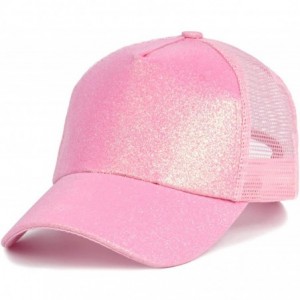 Baseball Caps Glitter Ponytail Baseball Cap High Ponytail Hat Women Messy Buns Mesh Ponycap Dad Hat - A-glitter Light Pink - ...