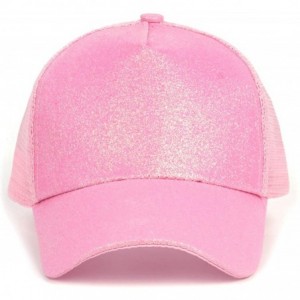 Baseball Caps Glitter Ponytail Baseball Cap High Ponytail Hat Women Messy Buns Mesh Ponycap Dad Hat - A-glitter Light Pink - ...