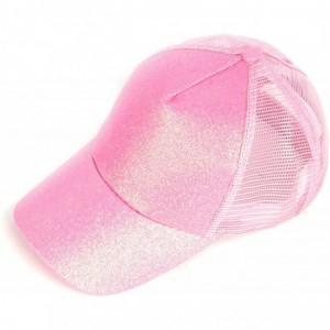 Baseball Caps Glitter Ponytail Baseball Cap High Ponytail Hat Women Messy Buns Mesh Ponycap Dad Hat - A-glitter Light Pink - ...