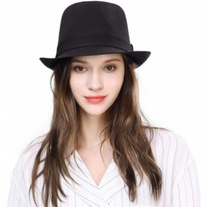 Fedoras 1920s 100% Wool Felt Homburg Gangster Fedora Manhattan Derby Hat Unisex 55-60CM - 91552_black - CW196ISTQ2S $21.65