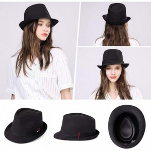 Fedoras 1920s 100% Wool Felt Homburg Gangster Fedora Manhattan Derby Hat Unisex 55-60CM - 91552_black - CW196ISTQ2S $21.65