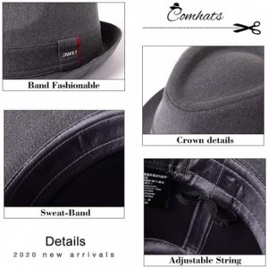 Fedoras 1920s 100% Wool Felt Homburg Gangster Fedora Manhattan Derby Hat Unisex 55-60CM - 91552_black - CW196ISTQ2S $21.65