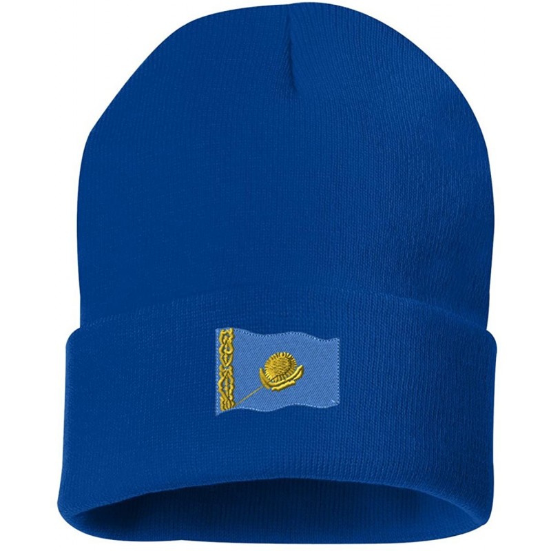 Skullies & Beanies Kazakhstan Flag Custom Personalized Embroidery Embroidered Beanie - Royal Blue - CL12ODPCWVM $14.90