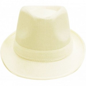 Sun Hats Men/Women Classic Cotton Blend Solid Color Short Brim Trilby Fedora Hat - White - CE12G5RVEFD $13.72